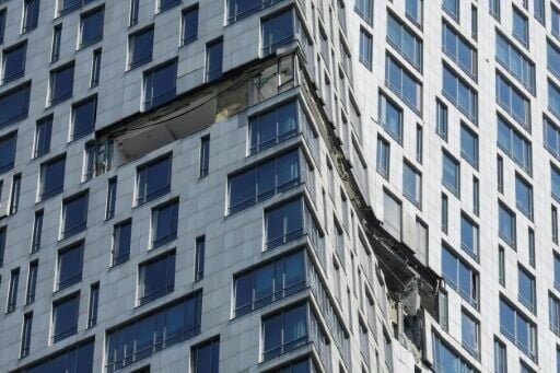 A Ukrainian drone hit a residential building in Moscow earlier Monday