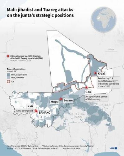 Mali: jihadist and Tuareg attacks on the junta's strategic positions