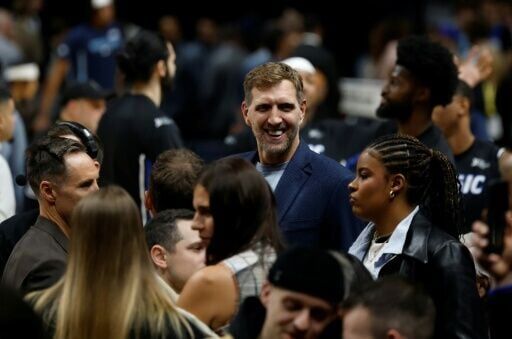 Standing out: Former Dallas Mavericks star Dirk Nowitzki at the NBA game in Berlin in January