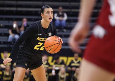 Mizzou guard Chloe Sotell (22) dribbles down (copy)