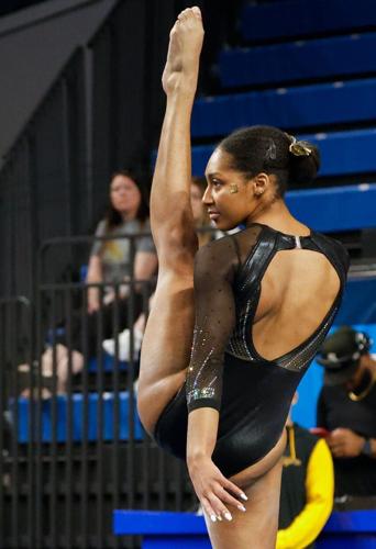 Railey Jackson dances through her floor routine at the NCAA Lexington Regional