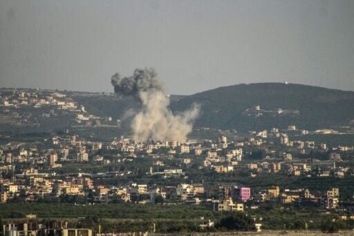 Smoke rises from the site of Israeli airstrikes targeting villages in southern Lebanon on April 16, 2026