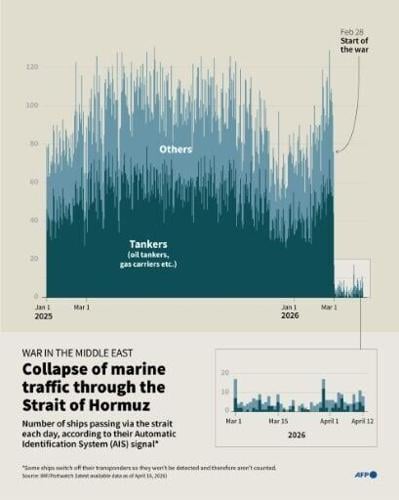Collapse of marine traffic through the Strait of Hormuz