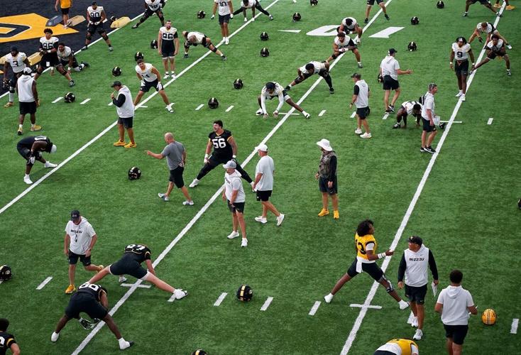 The Missouri football team stretch (copy)