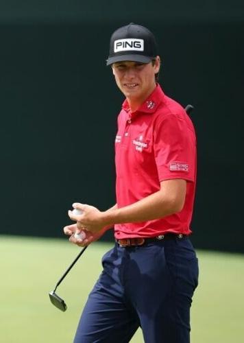 Reigning US Amateur champion Mason Howell, who will play alongside Rory McIlroy in the first two rounds of the Masters, practices ahead of the tournament at Augusta National