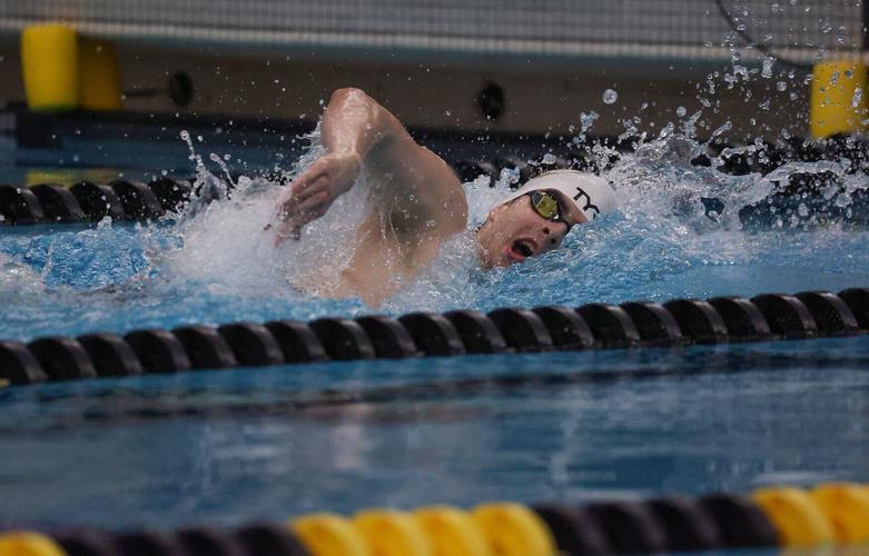 Sebastian Gonzalez Barboza swims freestyle during the Men’s 500 Yard Freestyle