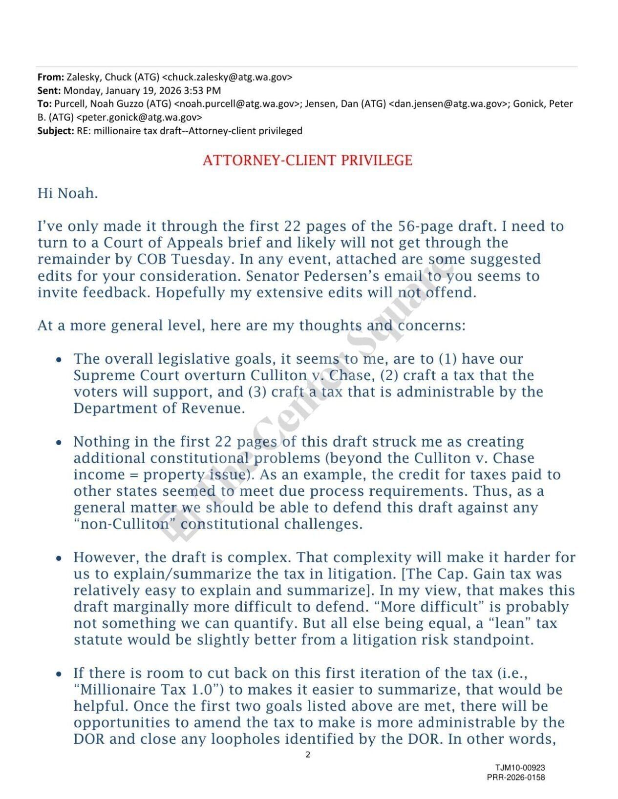 Chuck email about bill to Purcell