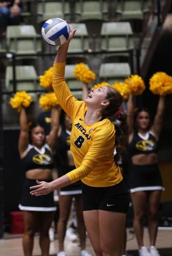 Outside hitter Ceylin Kuyan serves the ball