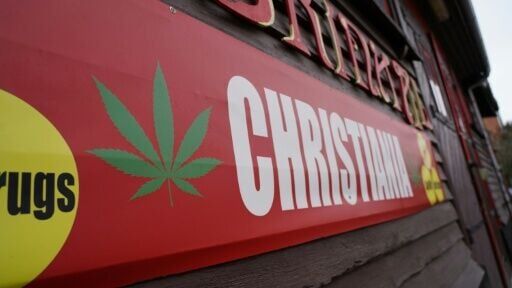 Going to pot? A marijuana leaf sign on a building in Christiana