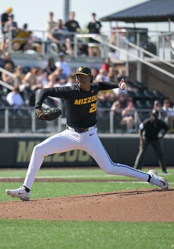 Mizzou pitcher Juan Villarreal delivers a pitch
