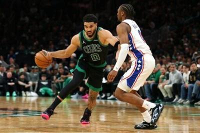 Jayson Tatum had exited late in the third quarter of the Celtics' game-six blowout loss to the Sixers but downplayed the issue after the game