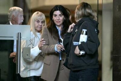 Diego Maradona's daughter Gianinna and her mother Claudia Villafane at the San Isidro courthouse