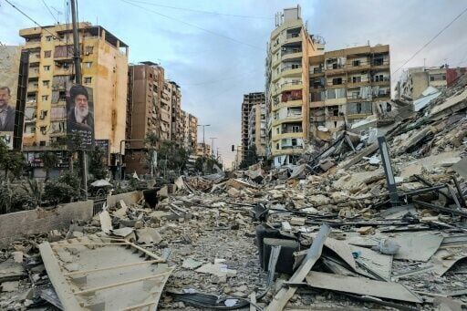 The site of an overnight Israeli air strike in Beirut’s southern suburbs