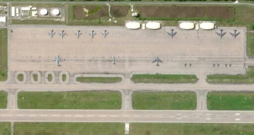 This handout satellite photo from Planet Labs PBC and dated June 16, 2025, shows an overview of the Diego Garcia military base on the Chagos Archipelago