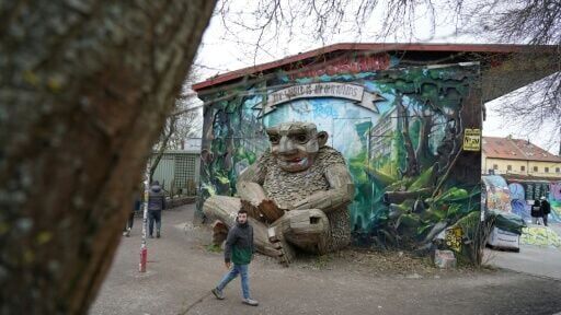 Wanting to stay zen... A wooden sculpture in Copenhagen's libertarian Christiania enclave