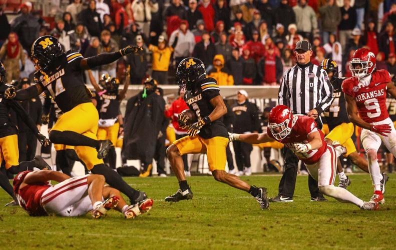 Mizzou wide receiver Kevin Coleman Jr. (3) runs for a 67-yard touchdown