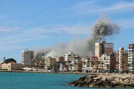 Smoke rises from an Israeli airstrike on the southern Lebanese coastal city of Tyre
