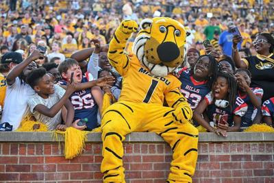 Truman the Tiger celebrates with fans (copy)