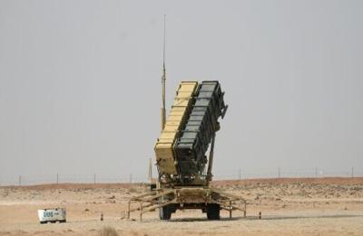 A Patriot missile battery pictured near the Prince Sultan Air Base at Al Kharj on February 20