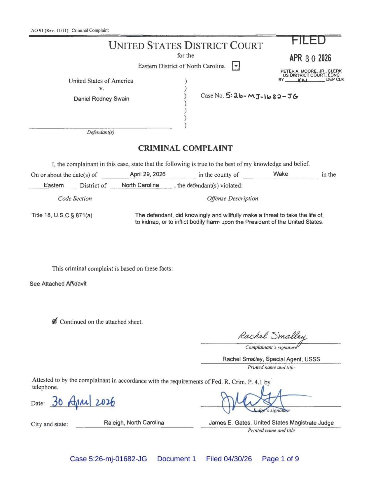 FNF - NC - Complaint Daniel Swain