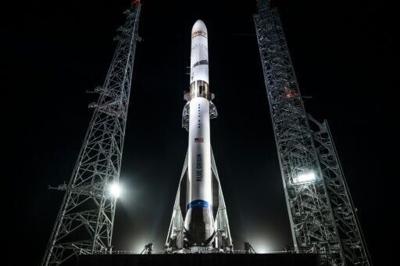 Blue Origin's New Glenn rocket at Launch Complex 36 at the Kennedy Space Center in Florida on April 12, 2026