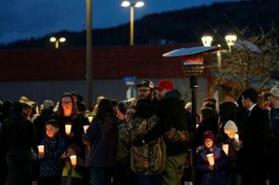 Community members mourn for the victims of the mass shooting in the Canadian town of Tumbler Ridge in February 2026