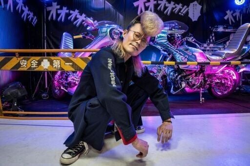 Comedian Satoru Saito poses at a "yankii" event in Japan -- a subculture of hot-blooded teens who rebelled against society in the heady 1980s