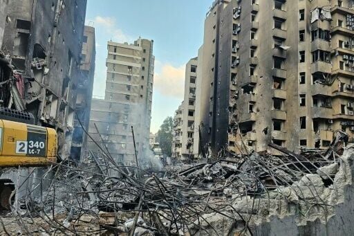 Aftermath of an Israeli strike in southern Beirut on April 9, 2026