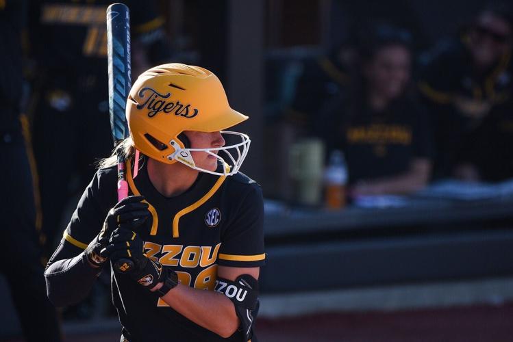 Mizzou pitcher Abby Carr waits on deck (copy)