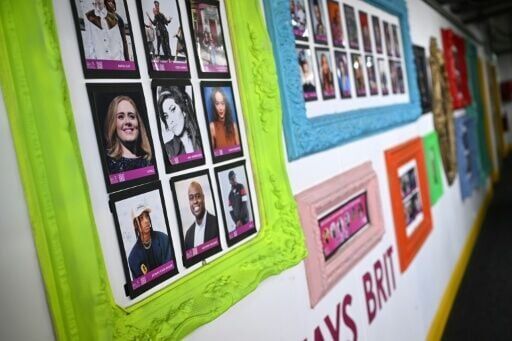 The BRIT wall of fame, featuring British singers Adele and Amy Winehouse