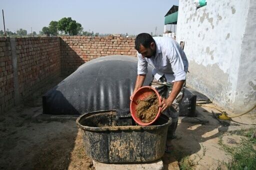 Mixing a couple of buckets of dung with water, then pouring the mixture into an underground tank topped with a storage balloon provides a regular piped methane supply