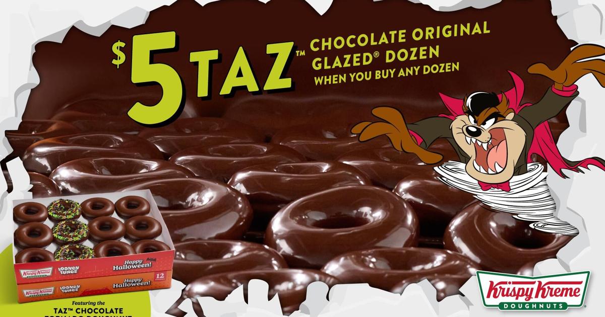 Column Dozen KRISPY KREME® Spins Up Spooky Chocolate Chaos with New Taz™ Chocolate ...