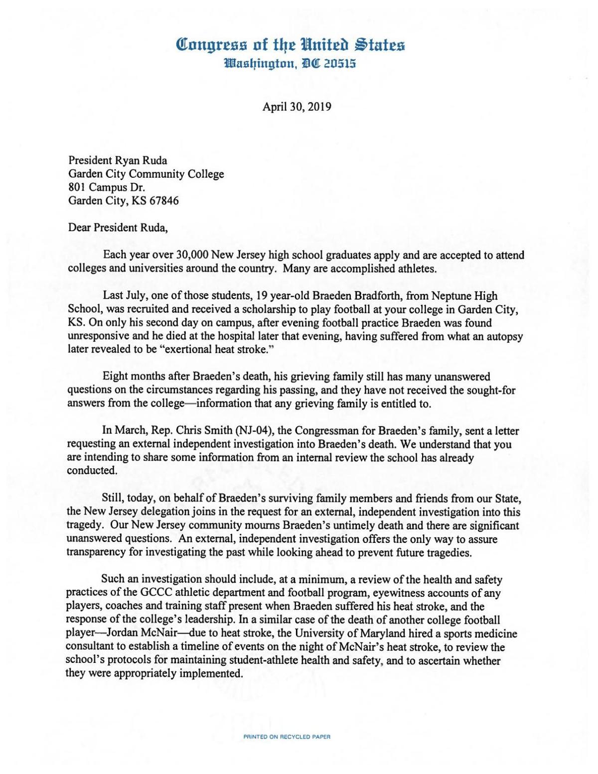 Letter from Congressional representatives   joplinglobe.com