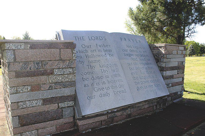 Open Bible monument one of Joplin's cemeteries most visited landmarks