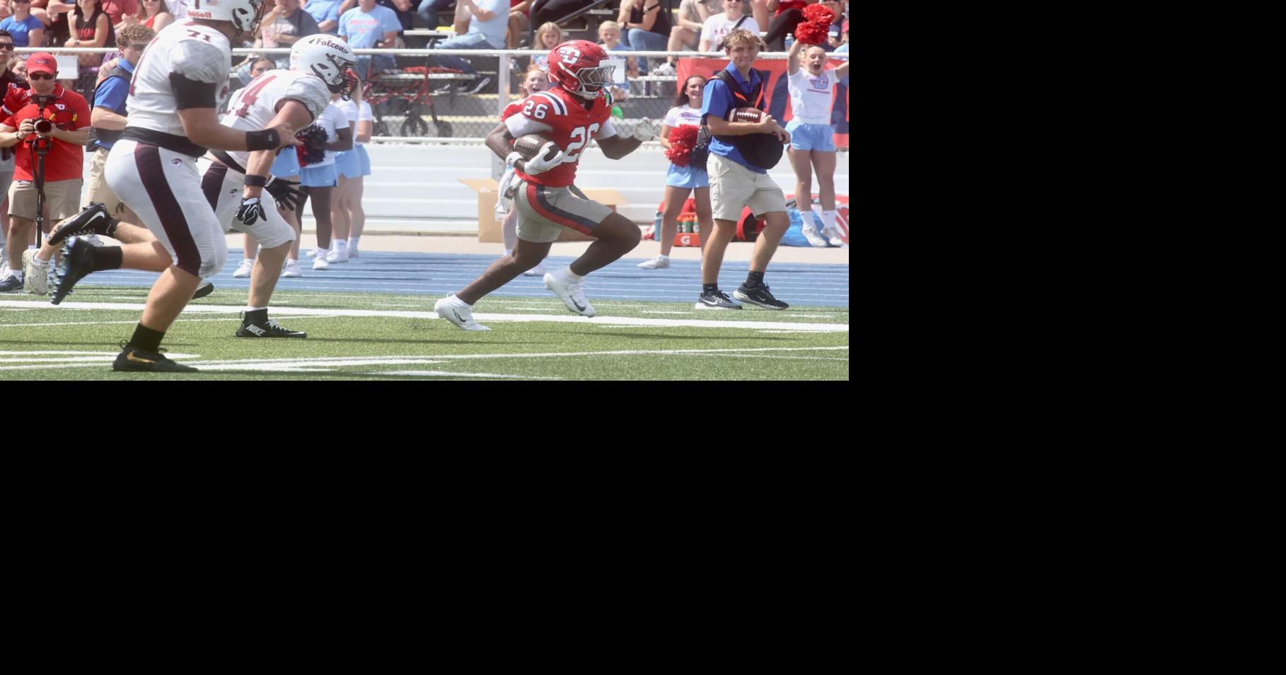 Dayton football interviews after victory against Fairmont State