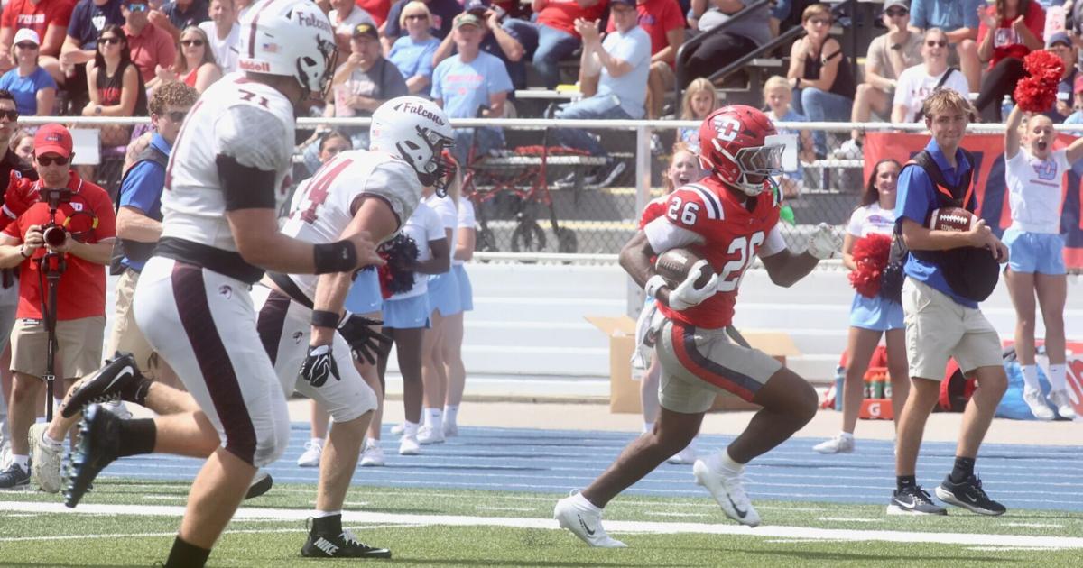 Dayton football interviews after victory against Fairmont State