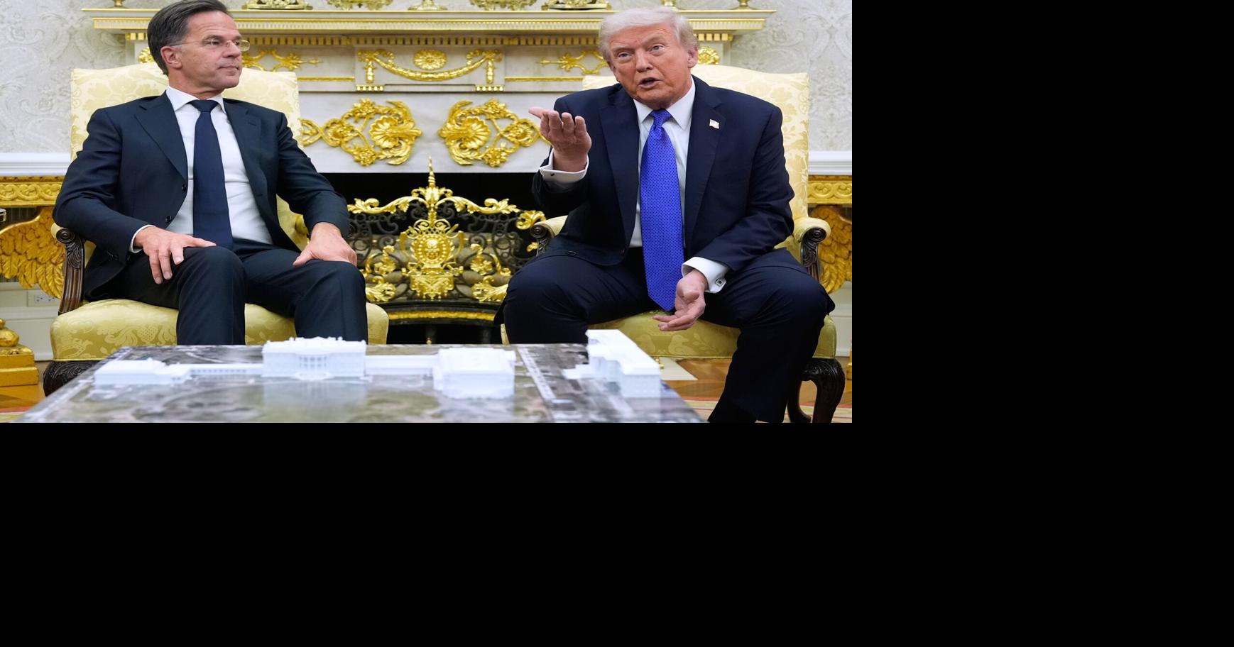 President Donald Trump is expected to meet NATO leader Mark Rutte as he muses about pulling out of the military alliance