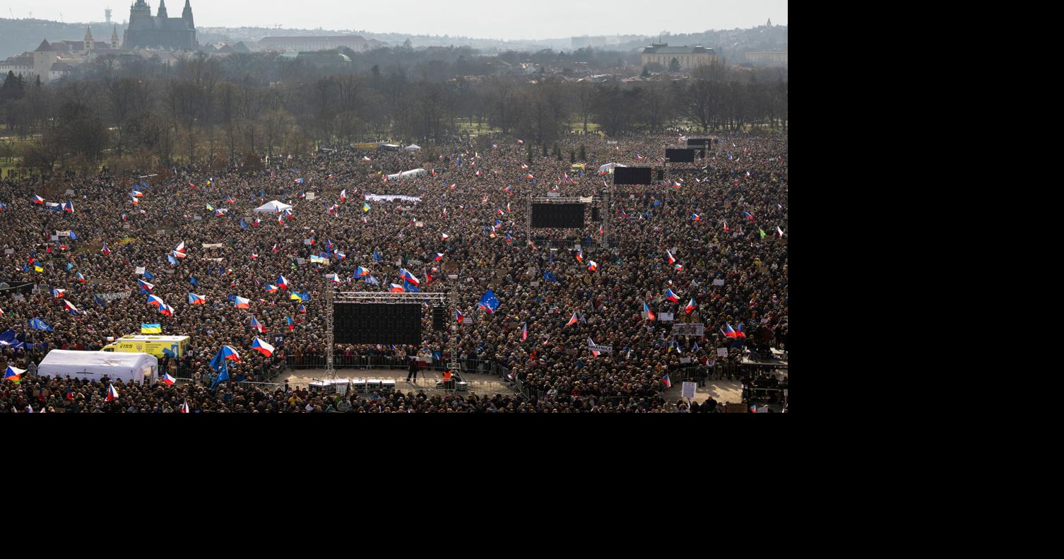 Tens of thousands of protesters rally in Prague against new government