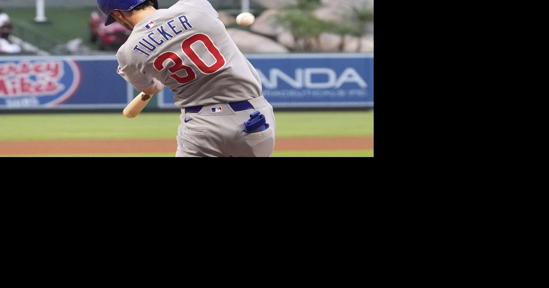 Tucker hits 2 homers and drives in 5 as Cubs blow out Angels 12 1 MLB