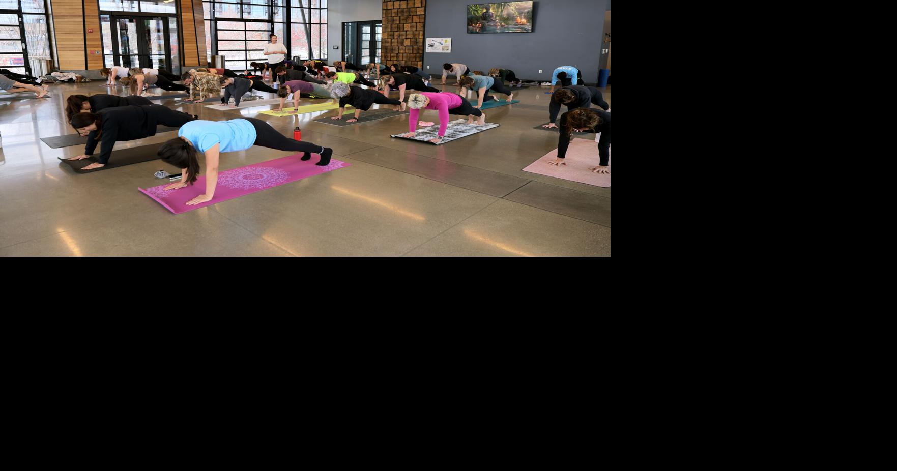 Pilates on the Riverfront at Promenade Park in Fort Wayne, Indiana