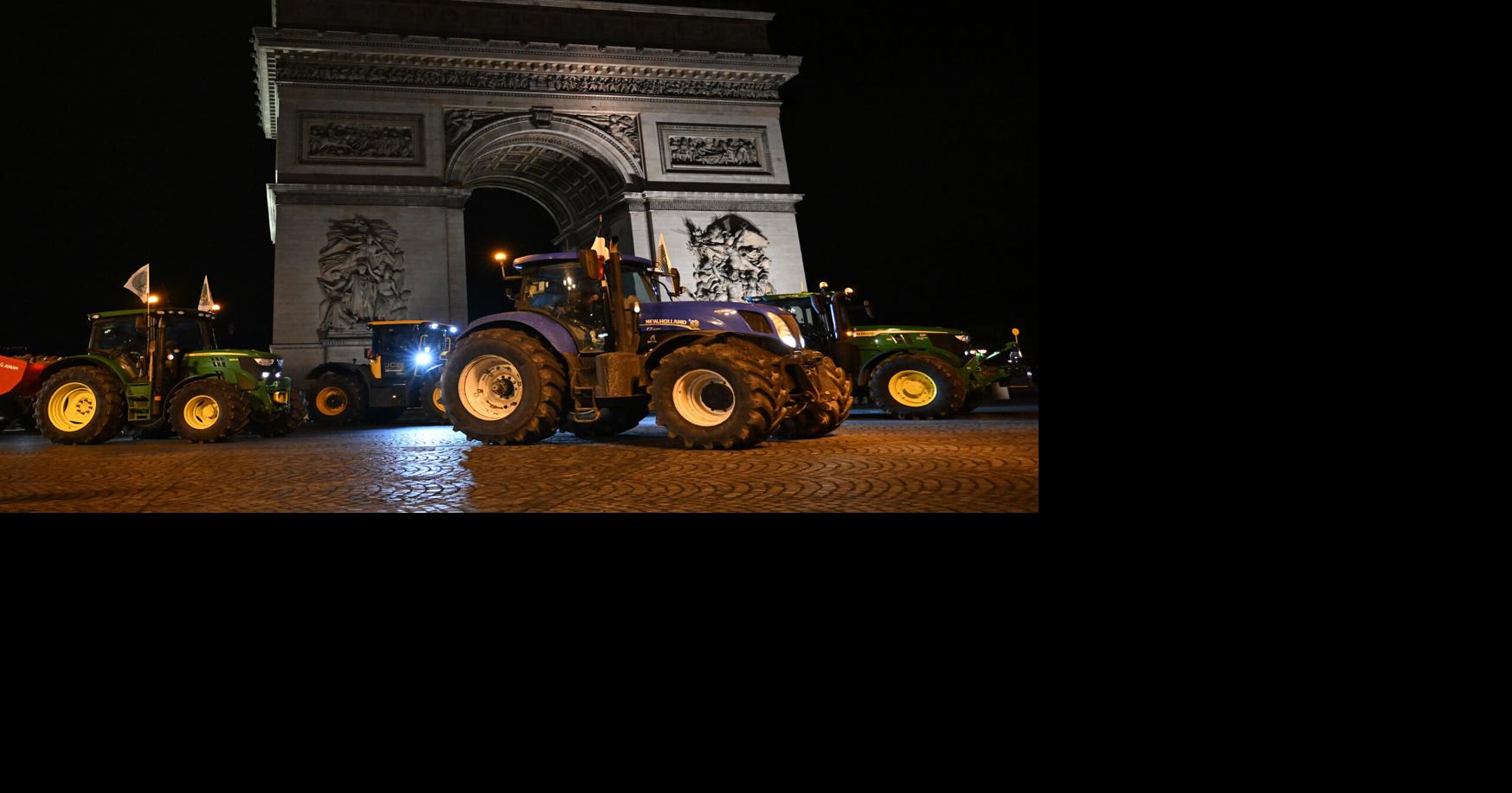 French farmers drive 350 tractors to Parliament to protest low incomes and European Union trade deal
