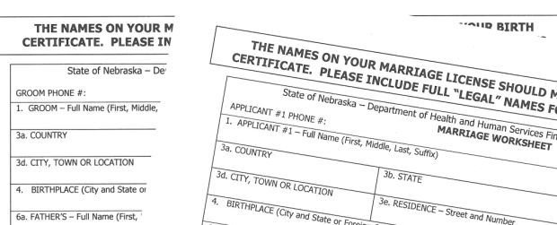 Marriage license wording change