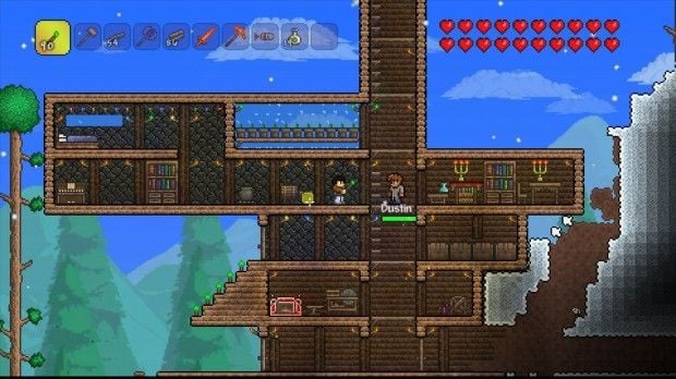 Defensive Tower At Entrance Of Town : Terraria