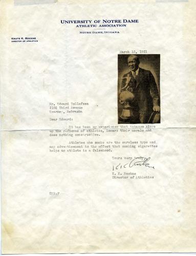 Knute Rockne Letter