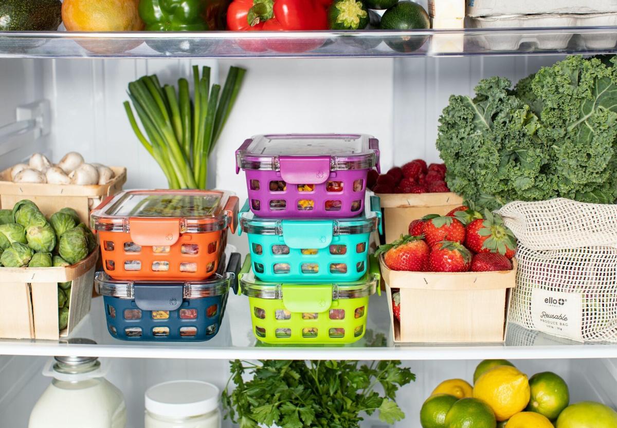 Ello Plastic Reusable Food Storage Bags 12 Pack, Summer Fruits