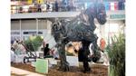 metal sculpture of a Percheron horse