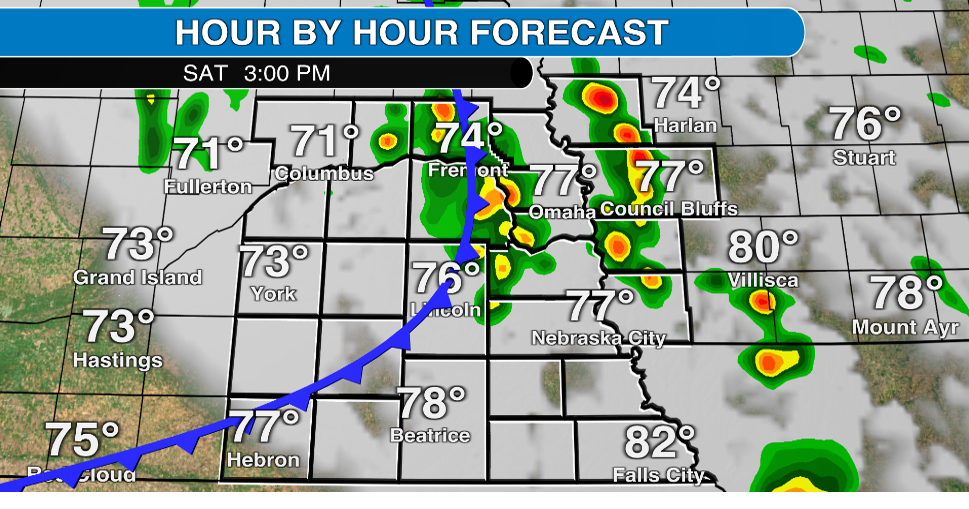 Cold front in southeast Nebraska Saturday; small chance of severe storms