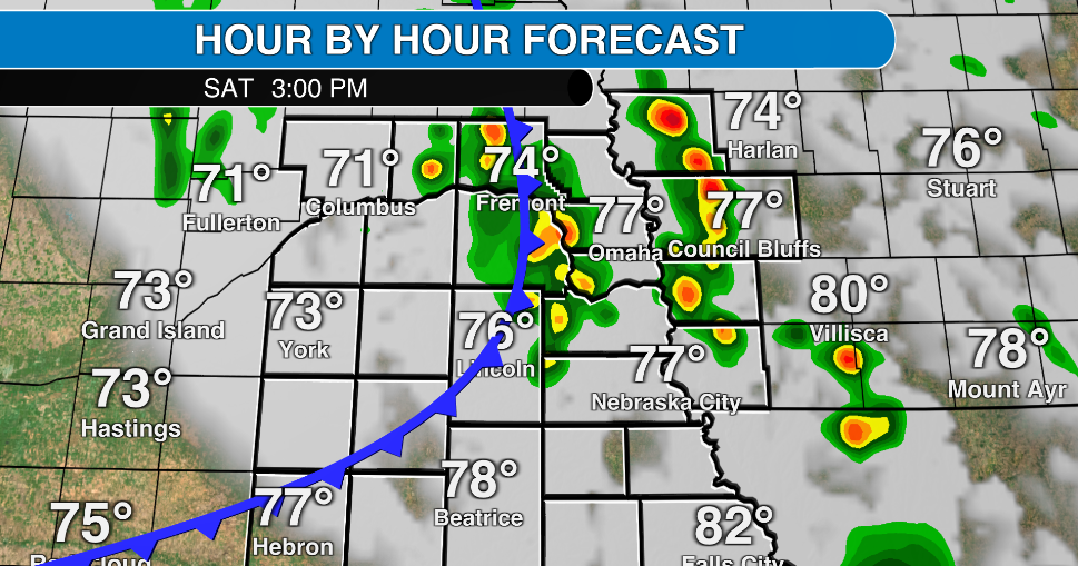 Cold front in southeast Nebraska Saturday; small chance of severe storms