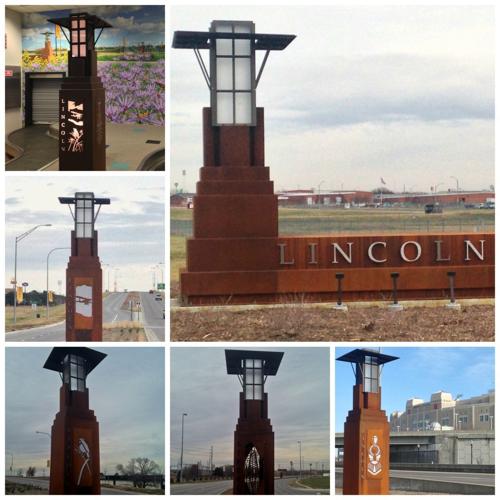 District markers collage