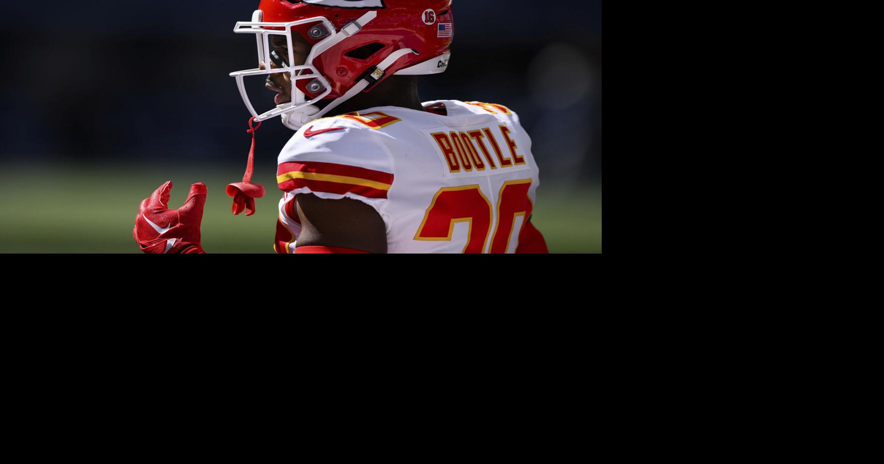 Kansas City Chiefs safety Nazeeh Johnson (13) covers a kick during an NFL  football game against the Tampa Bay Buccaneers, Sunday, Oct. 2, 2022 in  Tampa, Fla. The Chiefs defeat the Buccaneers